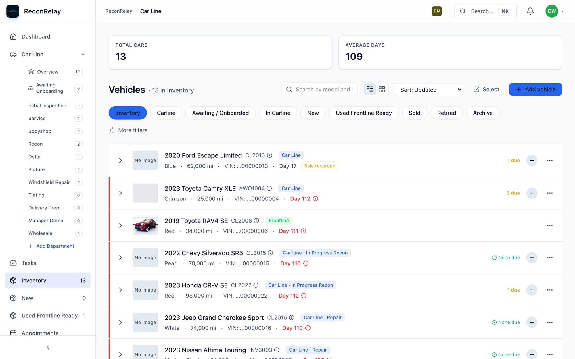 New Car Inventory Management